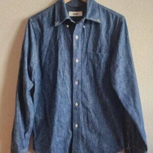 Buck Mason Shirt Mens Small Denim Button Up Western Pocket Long Sleeve Casual
